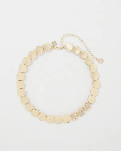 White House Black Market Pave Discs Short Necklace |  In Gold