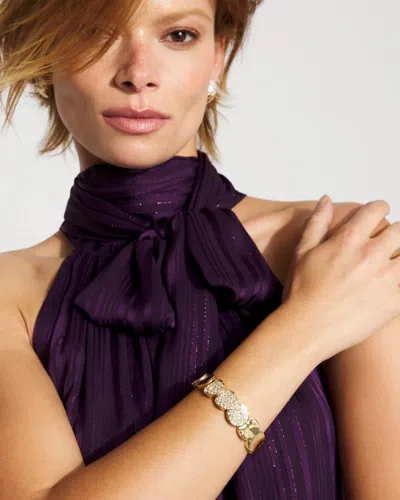White House Black Market Pave Discs Stretch Bracelet |  In Gold