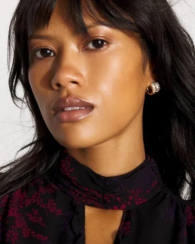 White House Black Market Pave Double Hoop Earrings |  In Gold