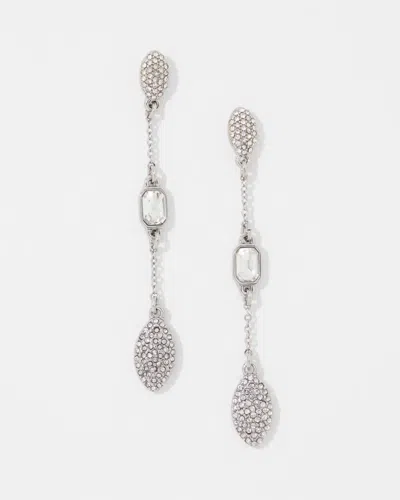 White House Black Market Pave Linear Earrings |  In Silver