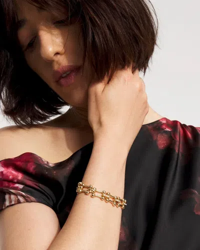 White House Black Market Pave Links Bracelet |  In Gold