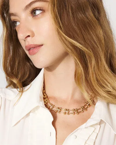 White House Black Market Pave Links Short Necklace |  In Gold