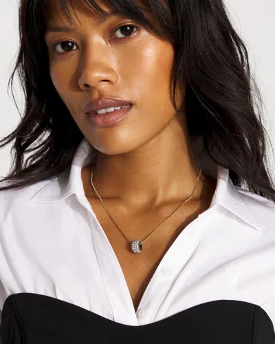 White House Black Market Pave Pendant Necklace |  In Gold