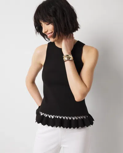 White House Black Market Petal Peplum Sweater Tank Top In Black