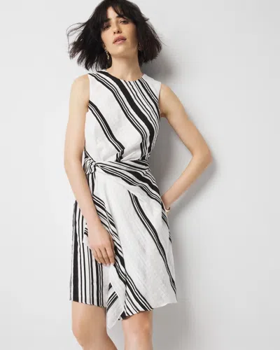 White House Black Market Petite Asymmetric Twist Front Dress In Vivian Stripe Ecru