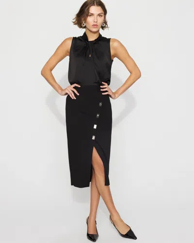 White House Black Market Petite Asymmetrical Faux-wrap Pencil Skirt In Black