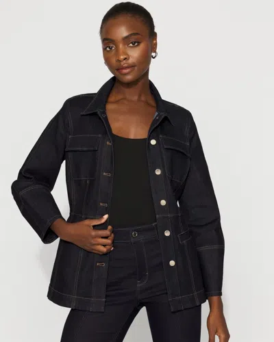 White House Black Market Petite Balloon Sleeve Denim Jacket In Blue