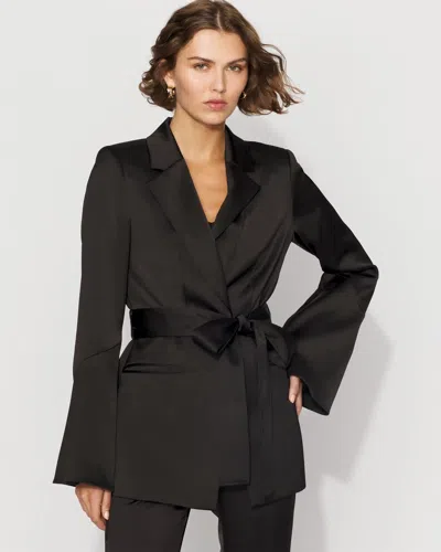 White House Black Market Petite Bell Sleeve Satin Blazer In Black