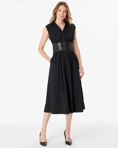 White House Black Market Petite Belted Midi Dress In Black