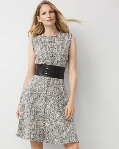 Petite Belted Tweed Dress In White from White House Black Market