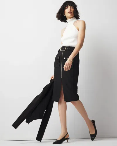 White House Black Market Petite Belted Utility Skirt In Black