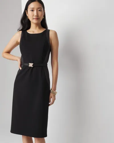 White House Black Market Petite Boatneck Sheath With Faux Leather Insets In Black
