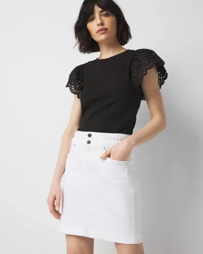 White House Black Market Petite Braided Waist Denim A-line Miniskirt