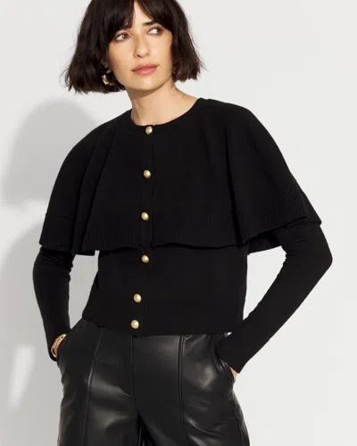 White House Black Market Petite Button-front Cape Cardigan Sweater In Black