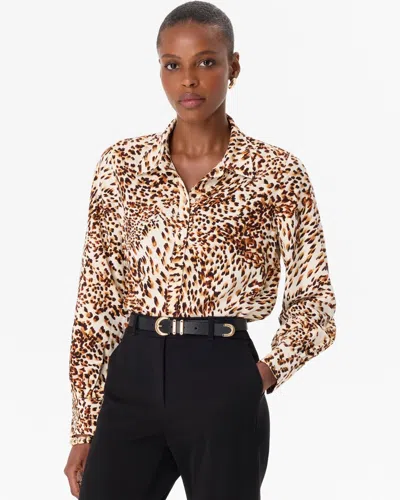 White House Black Market Petite Button Front Collared Shirt In Quiet Spot Antique White