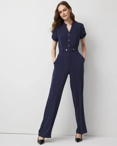 White House Black Market Petite Button Front Crepe Jumpsuit