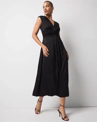 White House Black Market Petite Cap-sleeve Satin Midi Dress