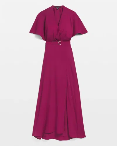 White House Black Market Petite Cape Belted Maxi With Slit Dress In Fuchsia Pink