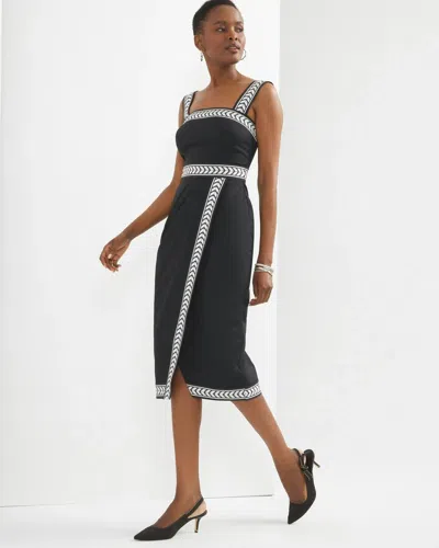 White House Black Market Petite Chevron-printed Wrap Midi Dress In Black