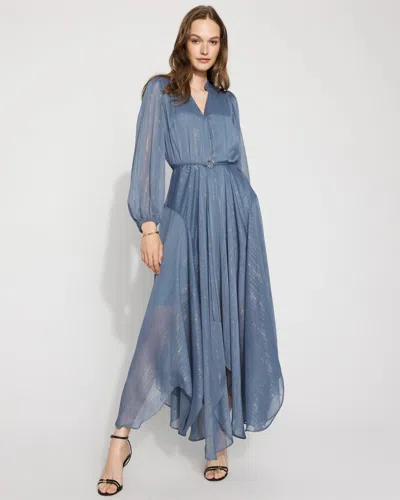 White House Black Market Petite Chiffon + Lurex Maxi Dress In Blue