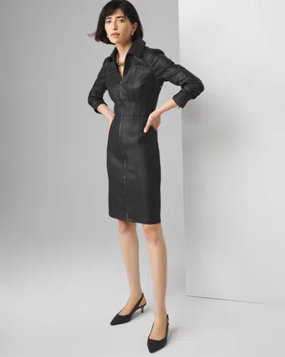 White House Black Market Petite Coated Denim Dress In Vegas Coated Black