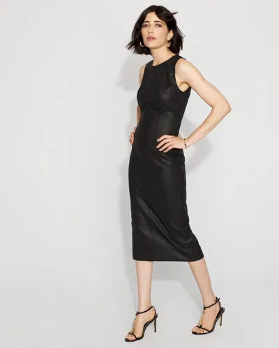 White House Black Market Petite Coated Denim Sheath Dress In Black