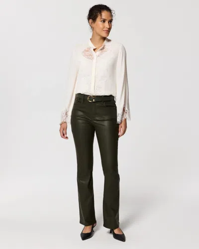 White House Black Market Petite Coated High-rise Micro Bootcut Jeans In Vegas Coated Fatigue