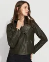 White House Black Market Petite Coated Moto Jacket In Green