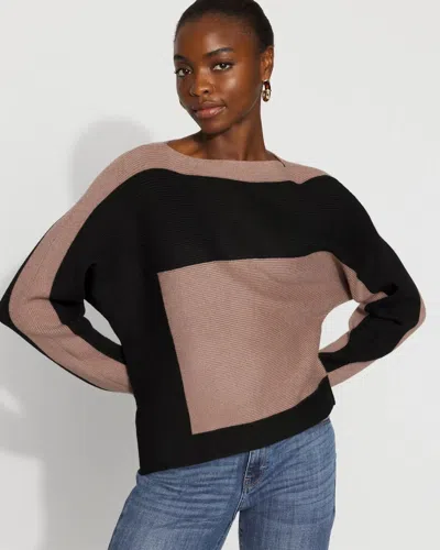 White House Black Market Petite Colorblocked Asymmetric Hem Sweater