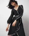 White House Black Market Petite Contrast Ruffle Midi Dress In Black