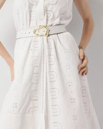 White House Black Market Petite Cotton Eyelet Asymmetric Dress In White