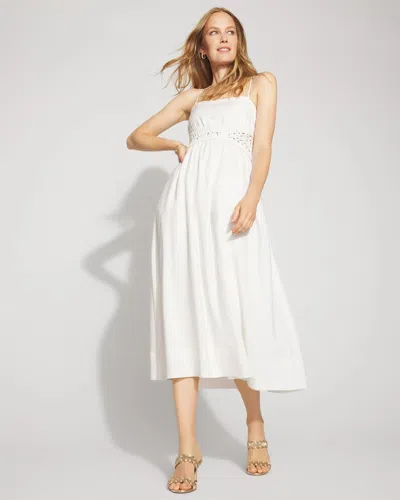 White House Black Market Petite Crochet Waist Midi Dress In White