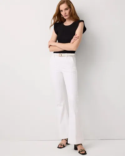 White House Black Market Petite Cuffed High-rise Flare Jeans In White