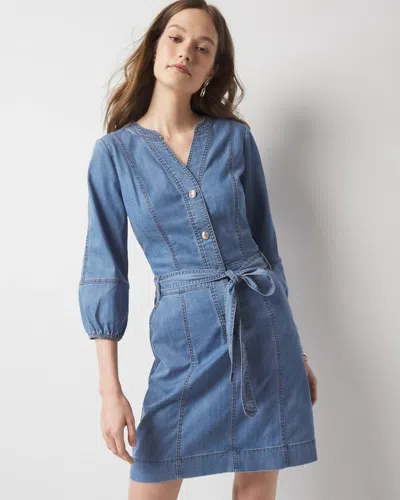 White House Black Market Petite Denim Mini Dress In Voyage Original