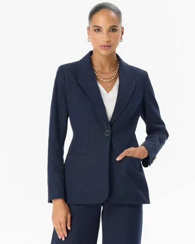 White House Black Market Petite Denim-look Blazer In Med Blue Chatch