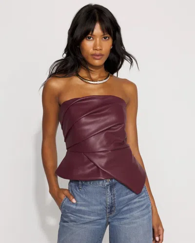 White House Black Market Petite Draped Faux Leather Bustier Top