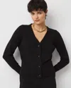 White House Black Market Petite Embellished Cardigan Sweater In Black