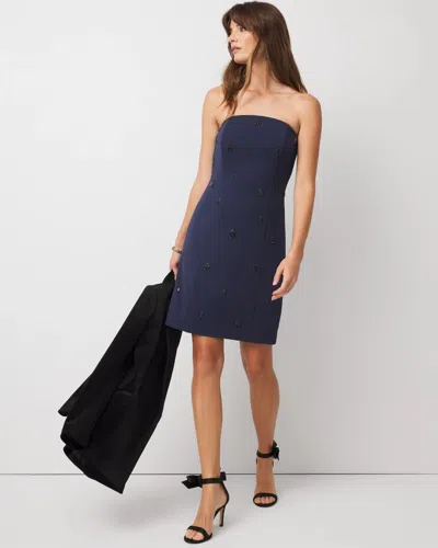 White House Black Market Petite Embellished Strapless Mini Dress In Blue