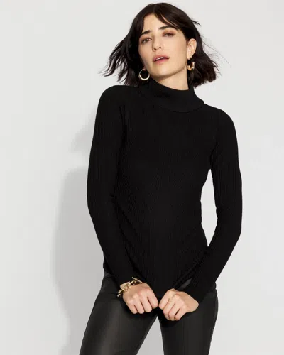 White House Black Market Petite Essential Mock Neck Ribbed Sweater In Black