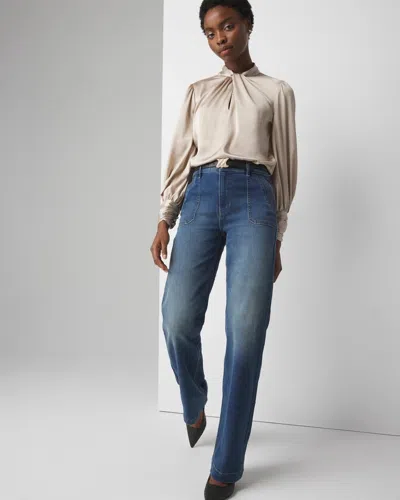 White House Black Market Petite Extra High-rise Cargo Pocket Trousers Jeans In Viva Dark Wash Denim