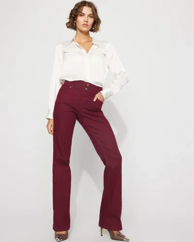 White House Black Market Petite Extra High-rise Double-waist Trousers Jeans In Burgundy