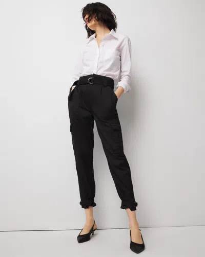 White House Black Market Petite Extra High-rise Pret Cargo Tapered Ankle Pant In Black