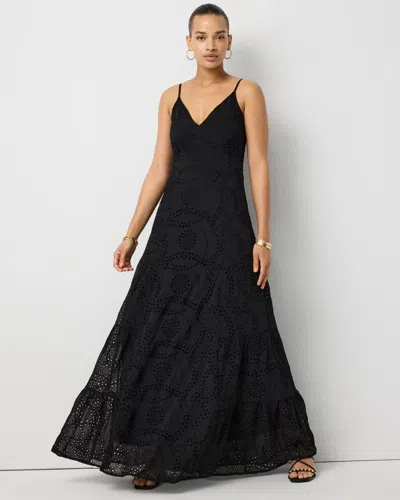White House Black Market Petite Eyelet Maxi Dress In Black