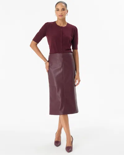 White House Black Market Petite Faux Leather Pencil Skirt In Port