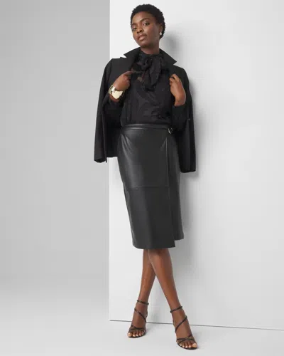 White House Black Market Petite Faux Leather Wrap Skirt In Black