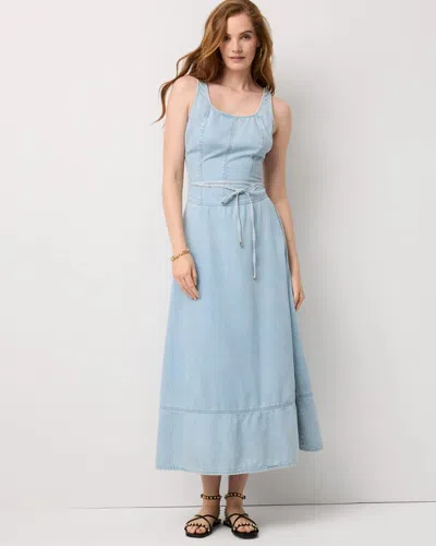 White House Black Market Petite Featherweight Denim Maxi Dress In Blue