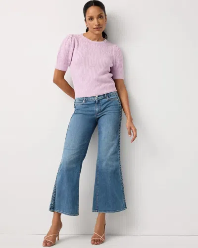White House Black Market Petite Featherweight High-rise Wide Leg Cropped Jeans In Blue