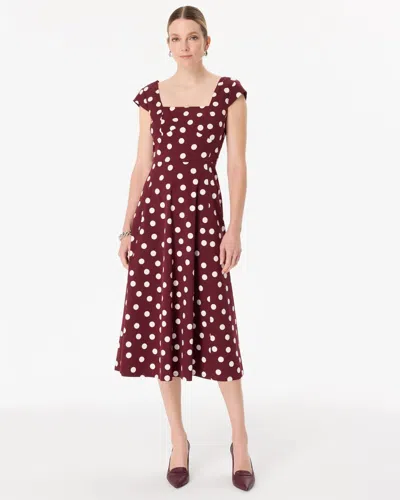 White House Black Market Petite Fit + Flare Poplin Midi Dress In Millie Dot Med Port