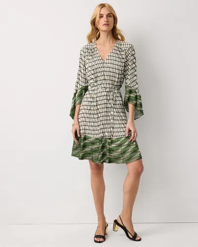 White House Black Market Petite Flutter Sleeve Crepe Dress In Green