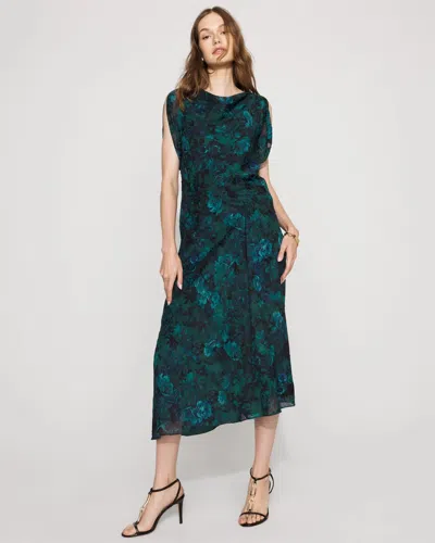 White House Black Market Petite Flutter Sleeve Floral Slip Dress In Green